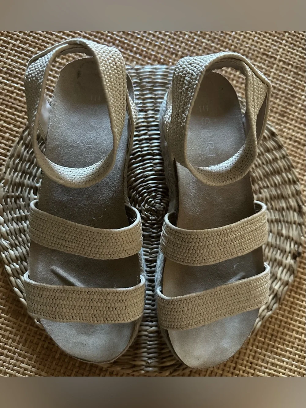 Esprit Cream Woven Espadrille Platform Sandals
